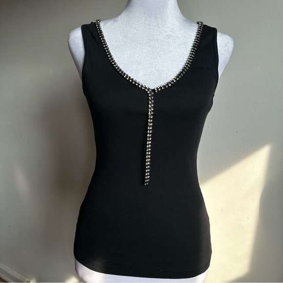 Express | Tops | Y2k Ribbed Rhinestone Tank Top | Poshmark